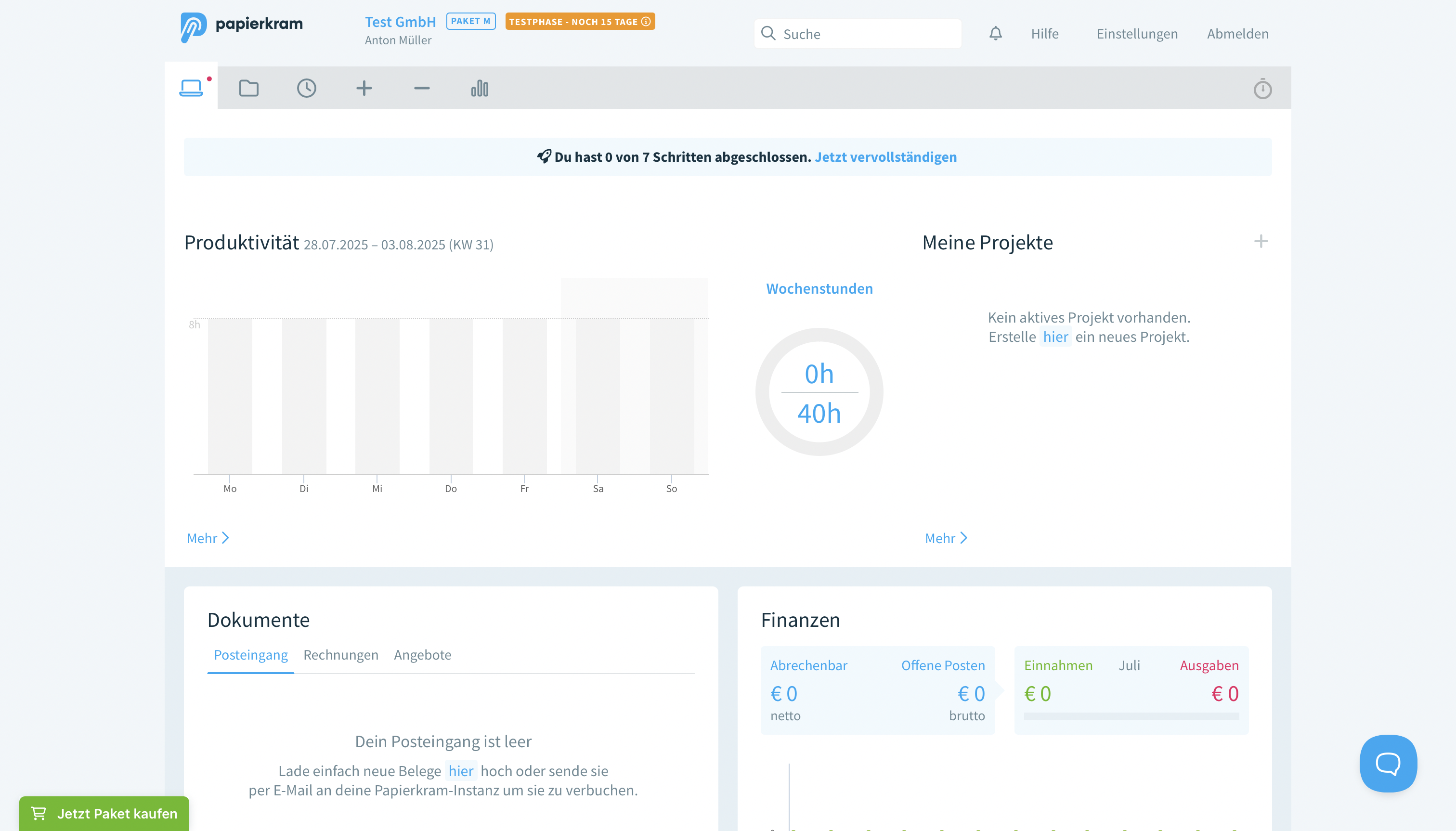 Papierkram Dashboard