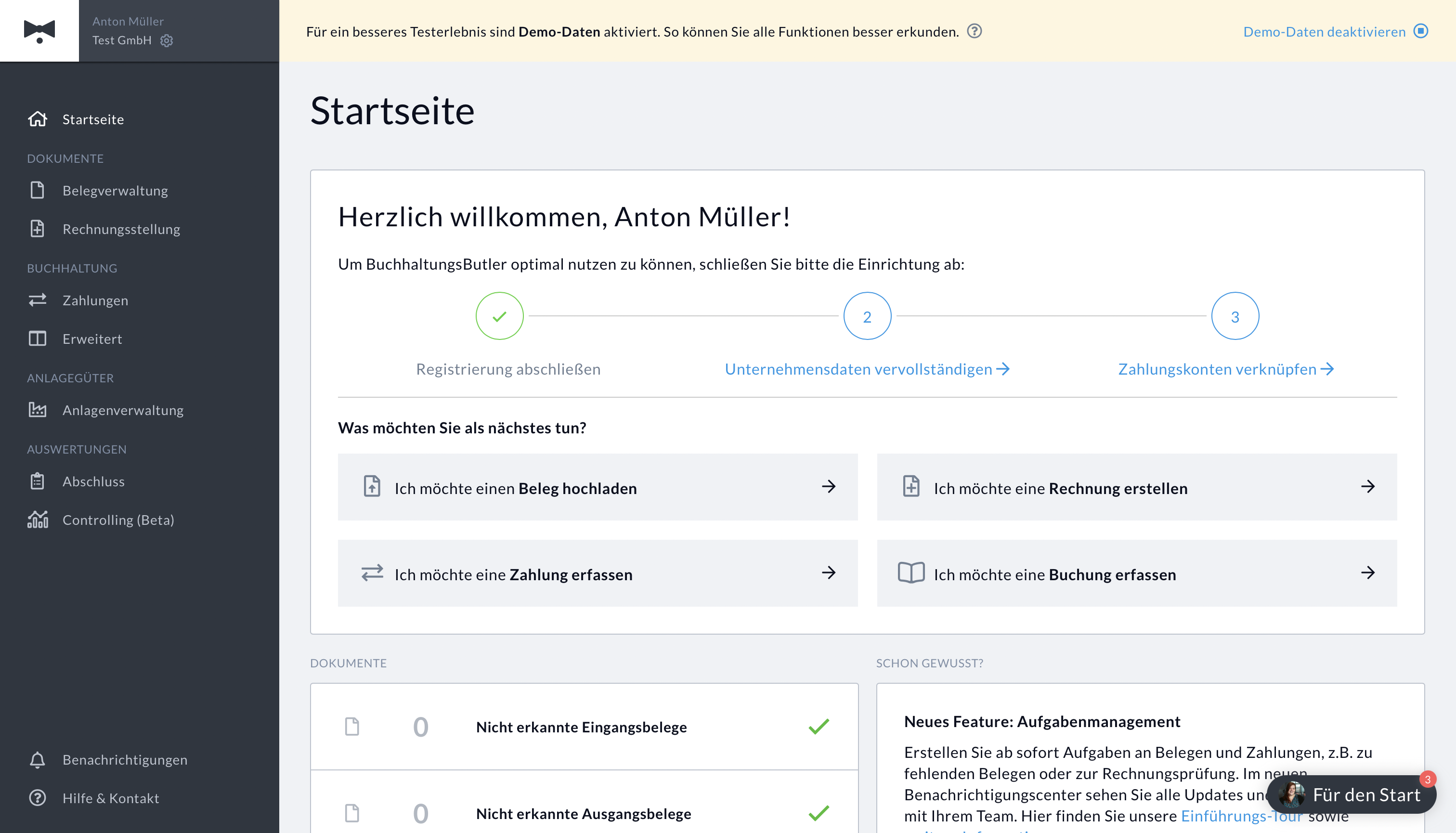 Buchhaltungsbutler Dashboard